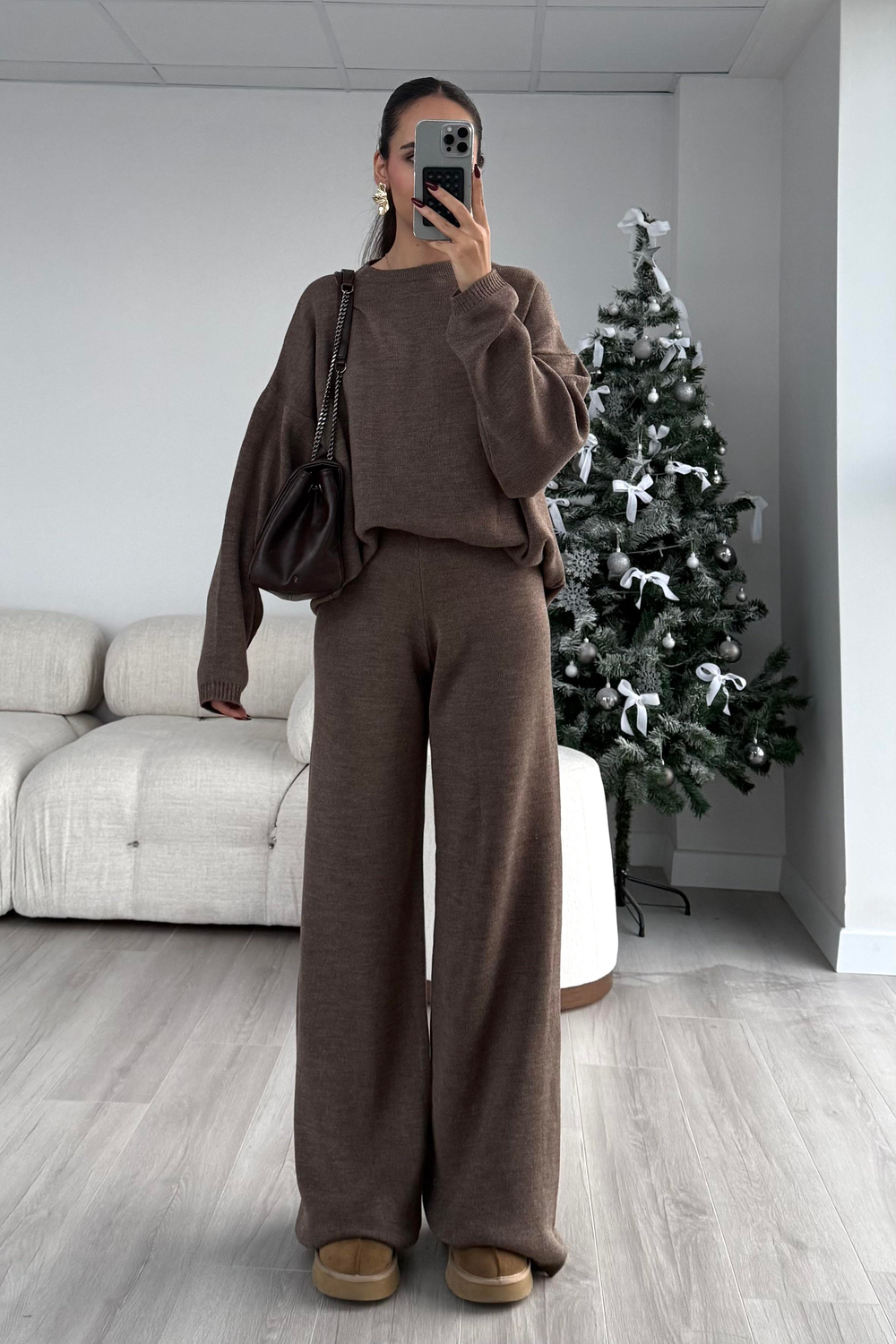 Kahverengi Salaş Triko Takım - Kadın Takım Modelleri - Nazliye Moda | Kadın Giyim Modası
