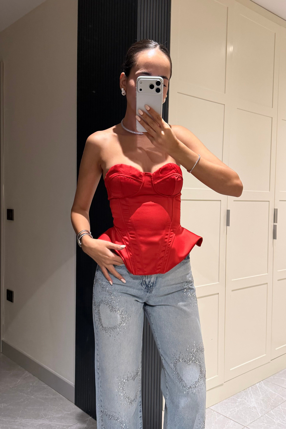 Kırmızı Straplez Korse Bluz - Kadın Bluz Modelleri - Nazliye Moda | Kadın Giyim Modası