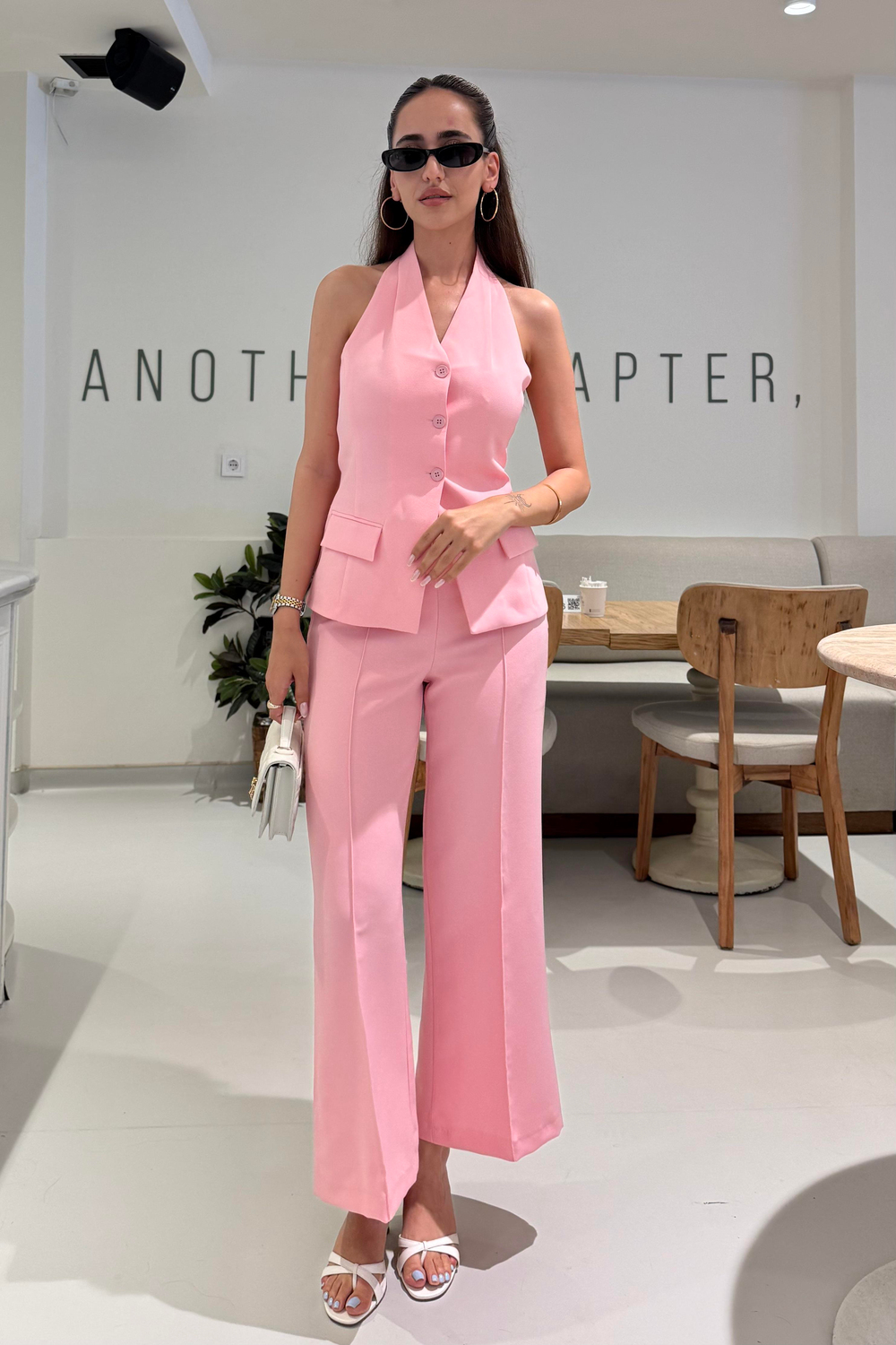 Pembe Pantolon Yelek Premium Takım - Kadın Takım Modelleri - Nazliye Moda | Kadın Giyim Modası