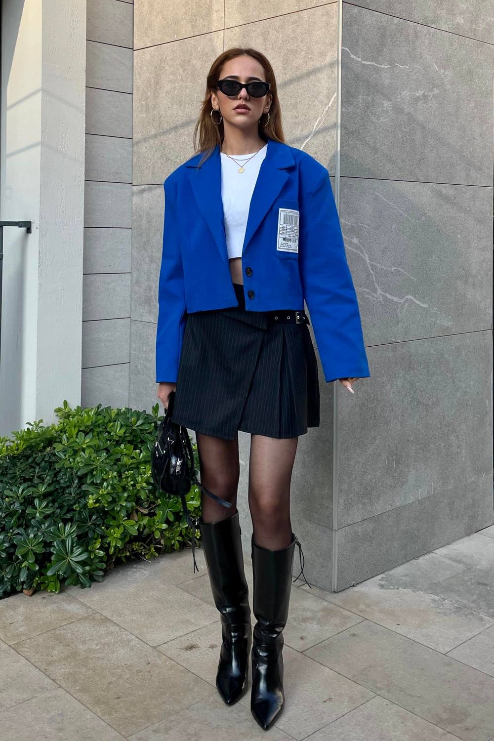 Saks Mavi Tasarım Midi Blazer Ceket - Kadın Blazer Ceket Modelleri - Nazliye Moda | Kadın Giyim Modası