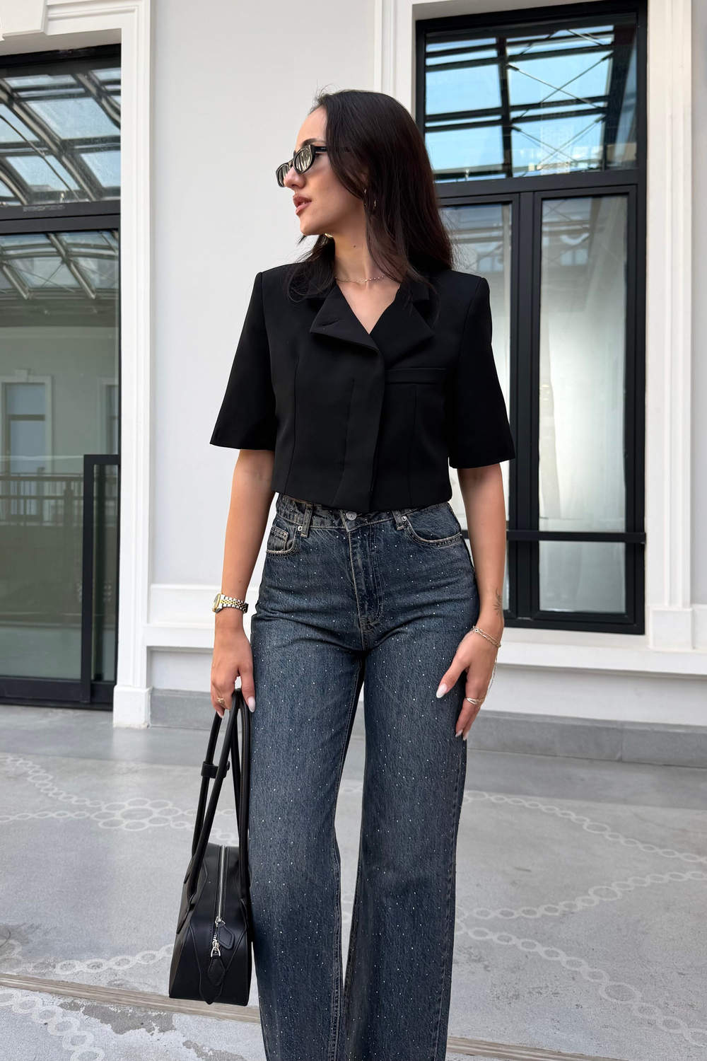 Siyah Crop Ceket - Kadın Ceket Modelleri - Nazliye Moda | Kadın Giyim Modası