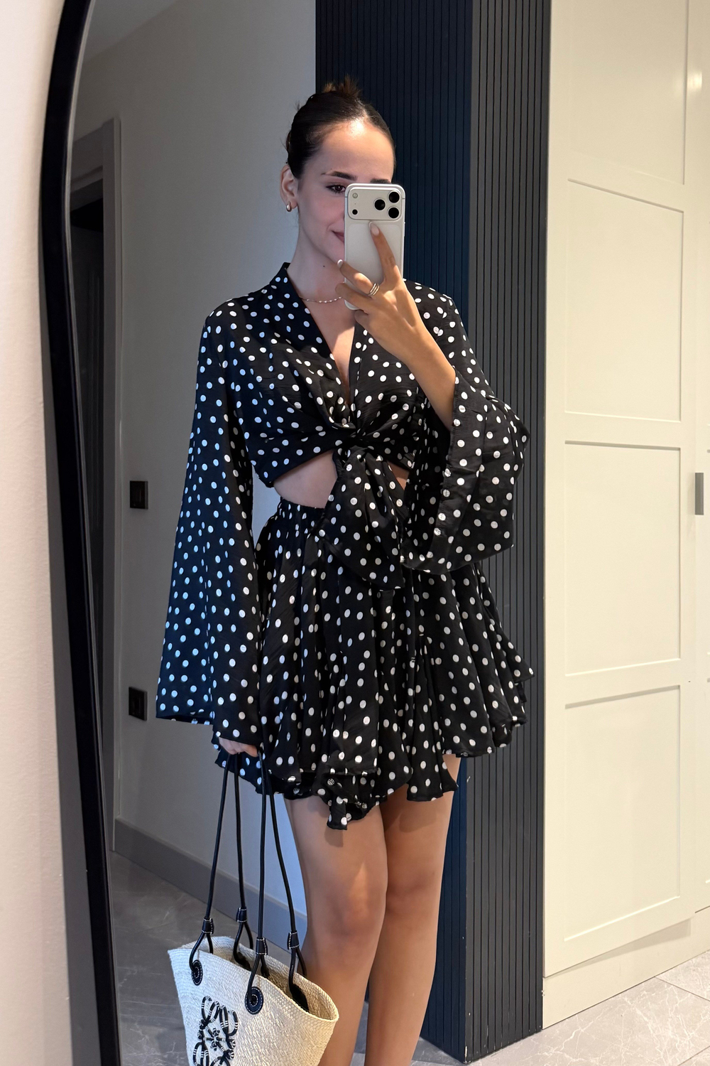 Siyah Puantiye Şortlu Etek Takım - Kadın Takım Modelleri - Nazliye Moda | Kadın Giyim Modası