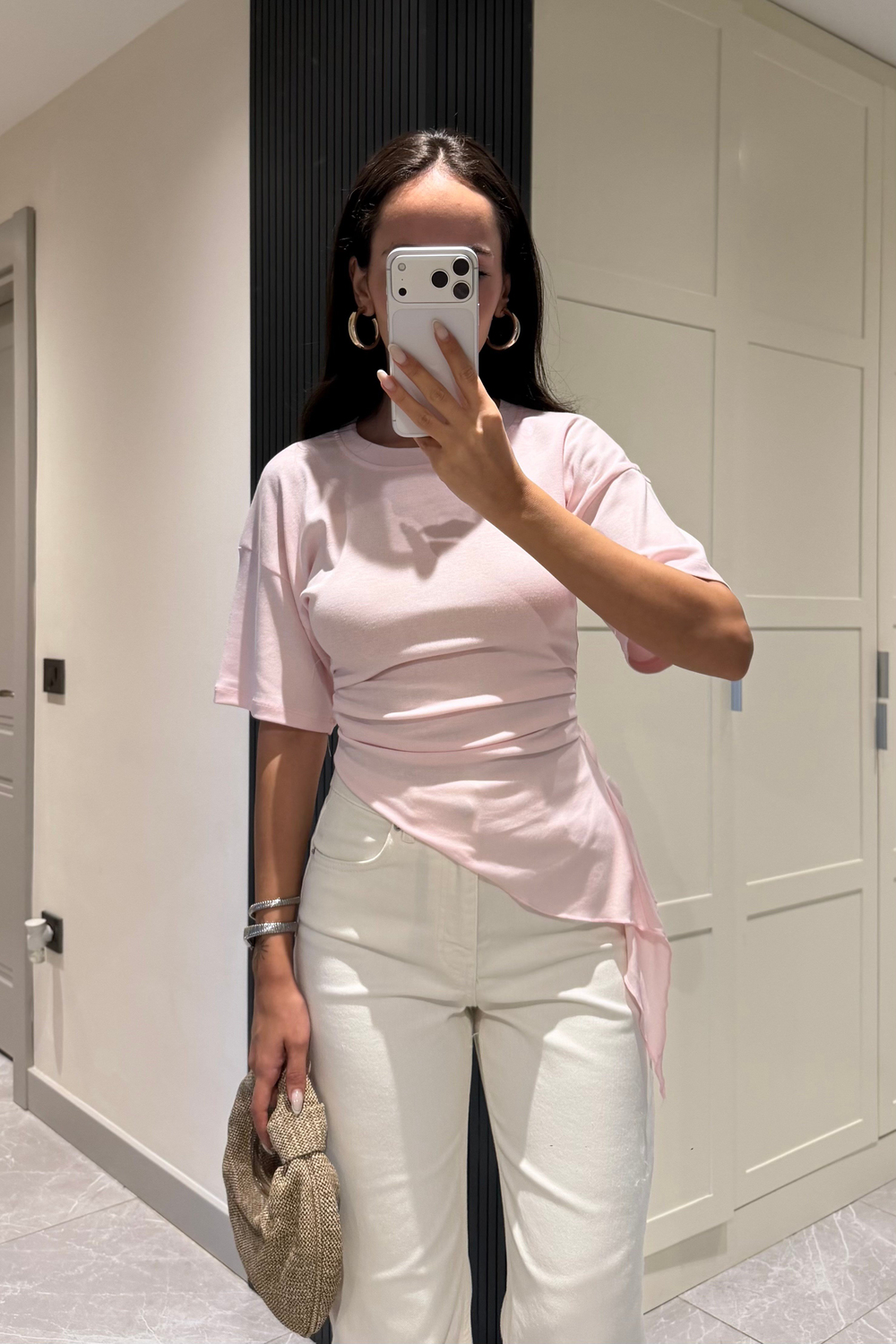 Toz Pembe Asimetrik Bluz - Kadın Bluz Modelleri - Nazliye Moda | Kadın Giyim Modası
