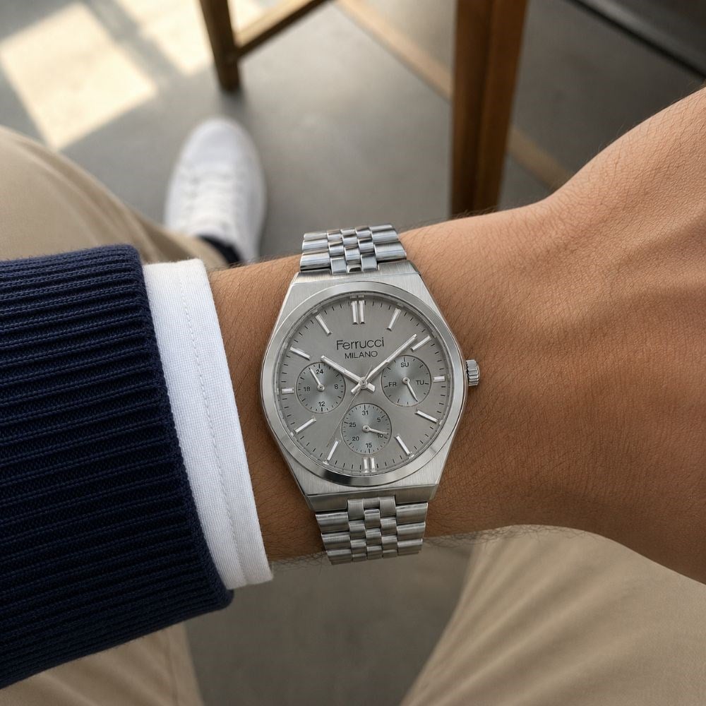 Ferrucci FER.03781M.07 Çelik Kordon Erkek Kol Saati