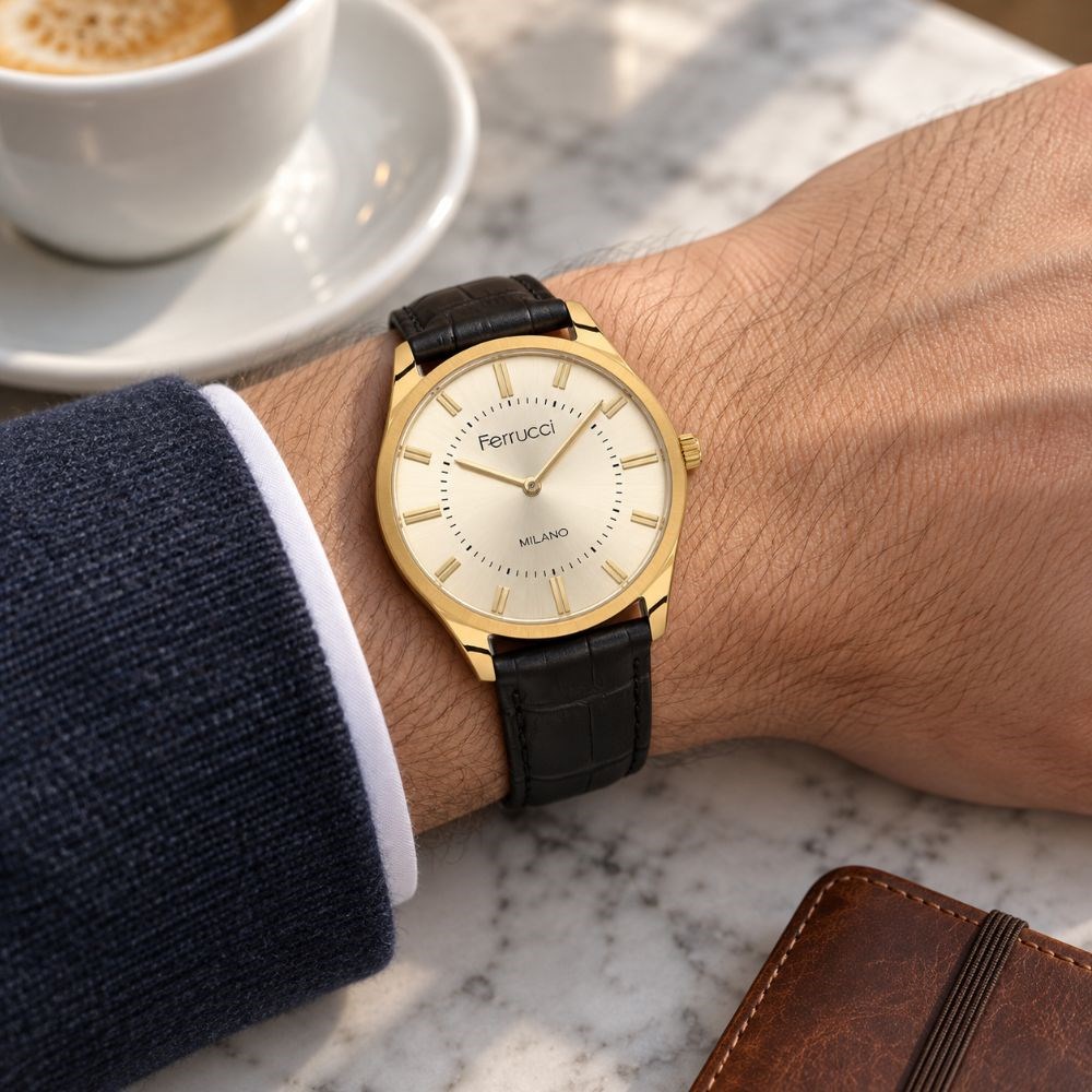 Ferrucci FER.03802K.03 Deri Kordon Erkek Kol Saati