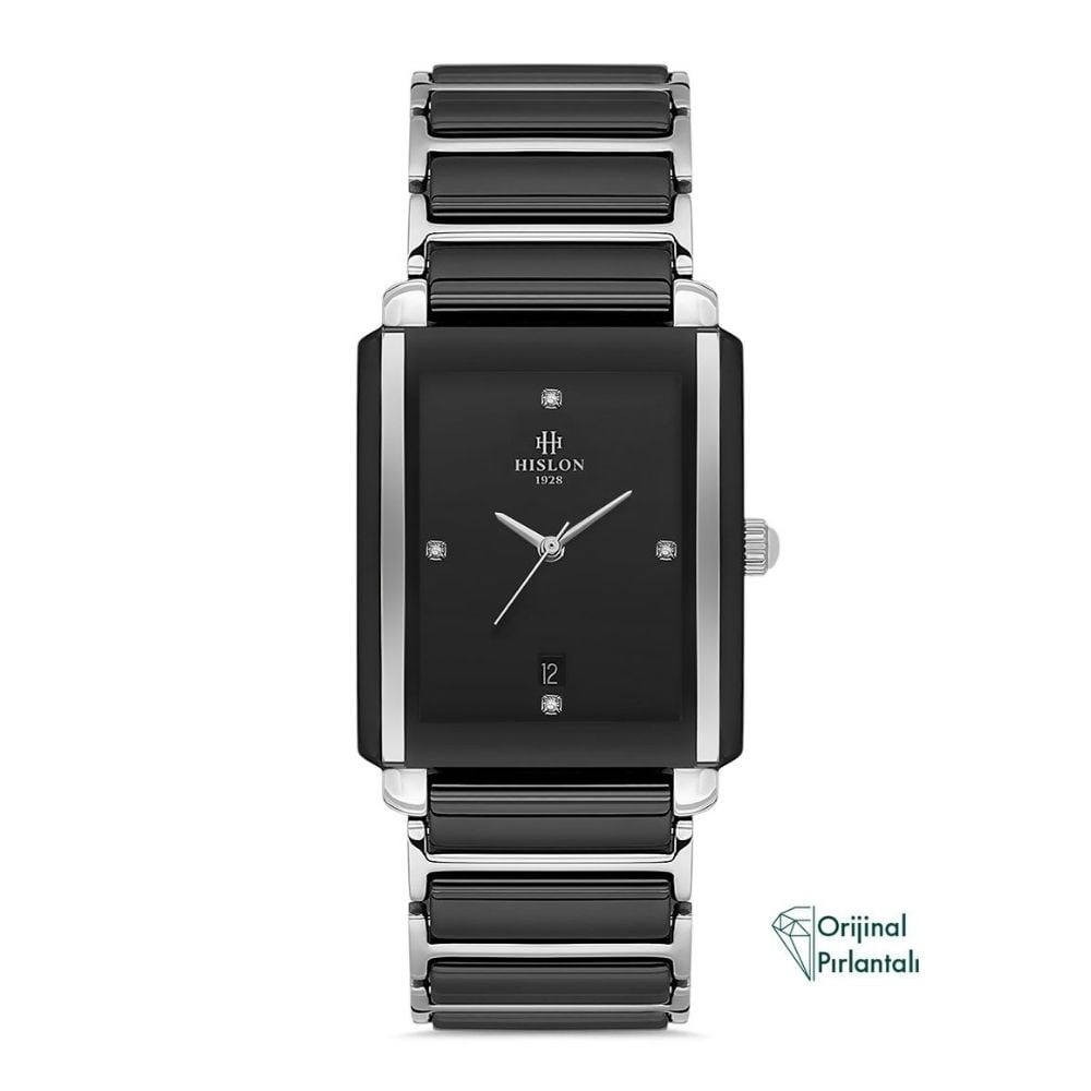 Hislon CL215S-04SS Seramik Pırlantalı Erkek Kol Saati