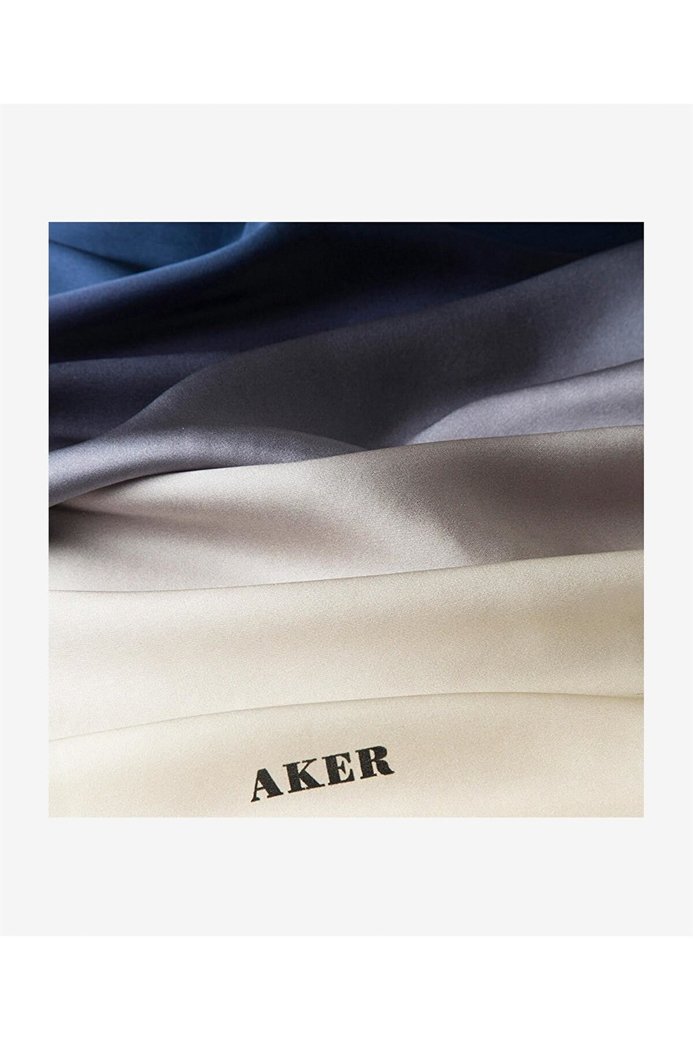 Aker İpek Eşarp - 7656701-324 Krem Lacivert Sura - Degrade