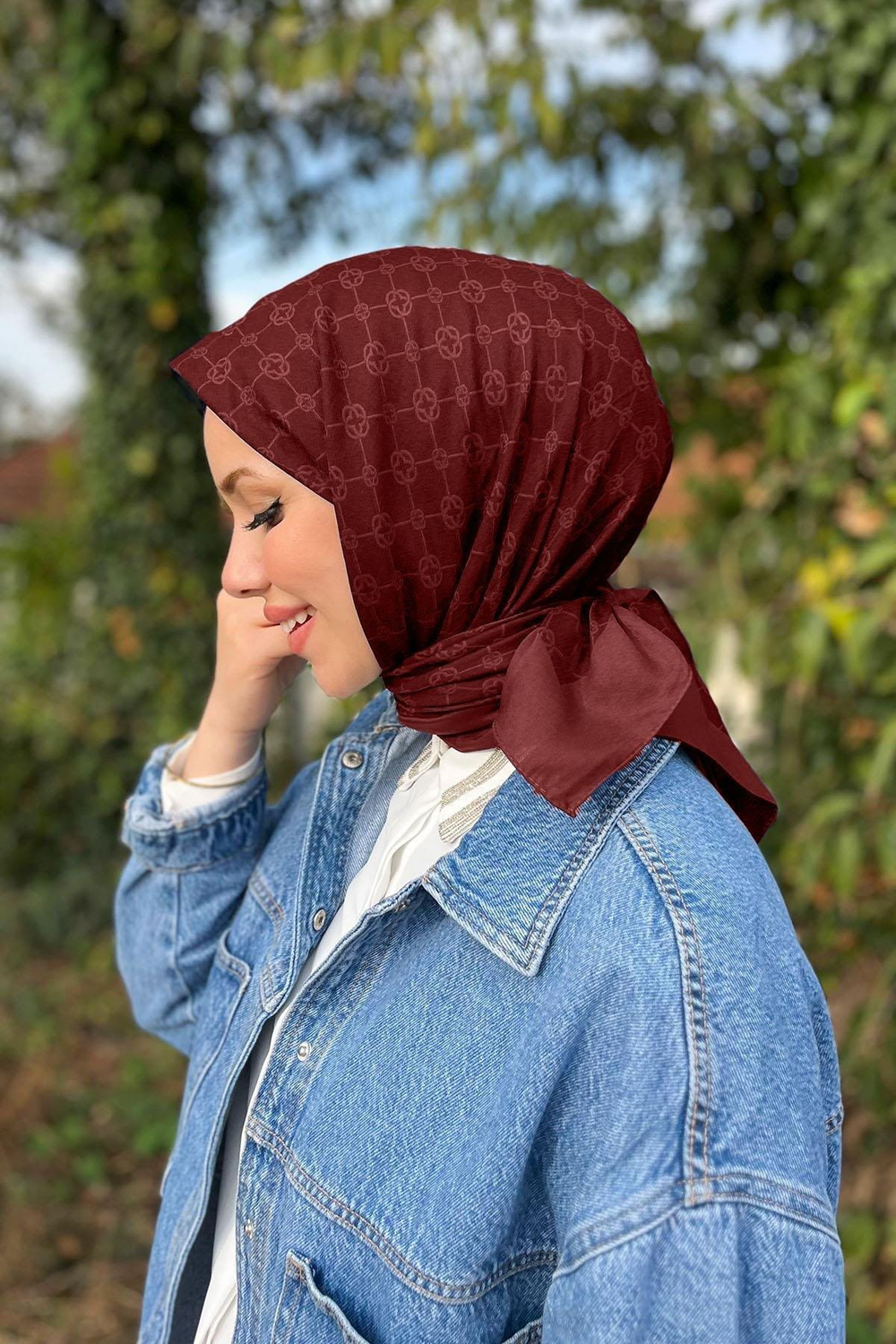 Aker Elegance Monogram Eşarp - Bordo 942