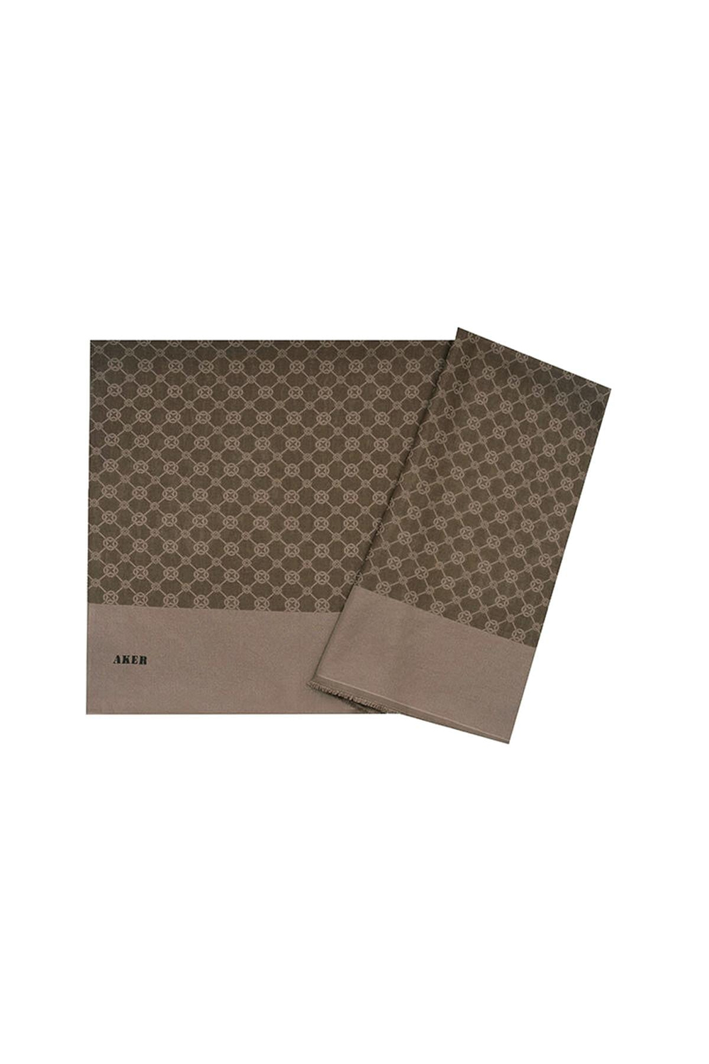 Aker Elegance Monogram Şal - Kahve 932