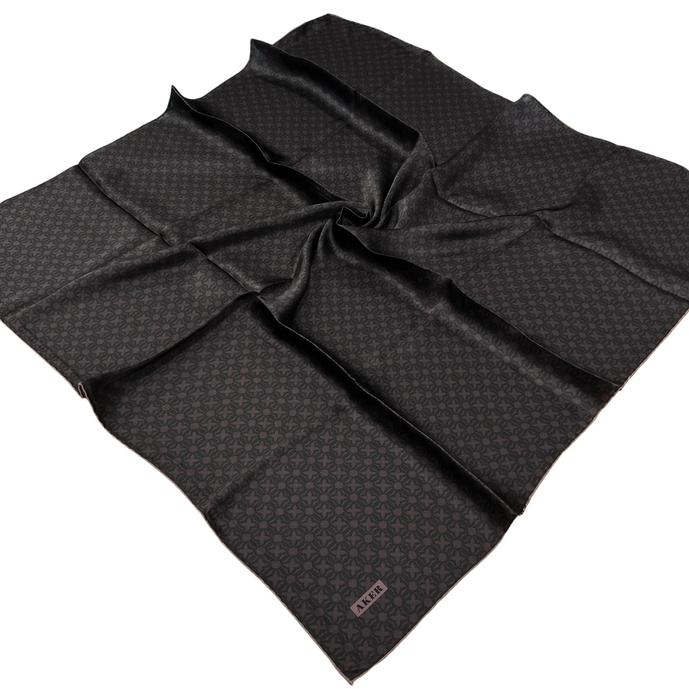 Aker İpek Eşarp - 8921713-931 Acı Kahve Siyah Twill
