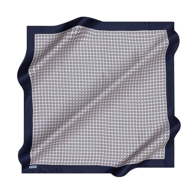 Aker İpek Eşarp - 8963713-921 Lacivert Ekru Twill
