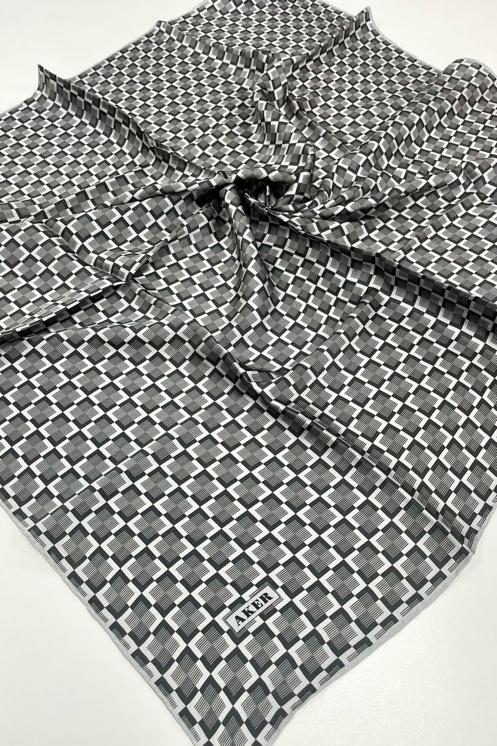 Aker İpek Eşarp - 8975713-971 Gri Twill