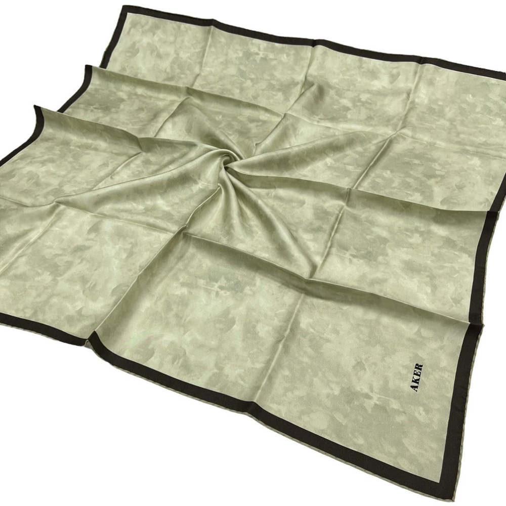 Aker İpek Eşarp Twill - Batik Desen - Açık Yeşil 953