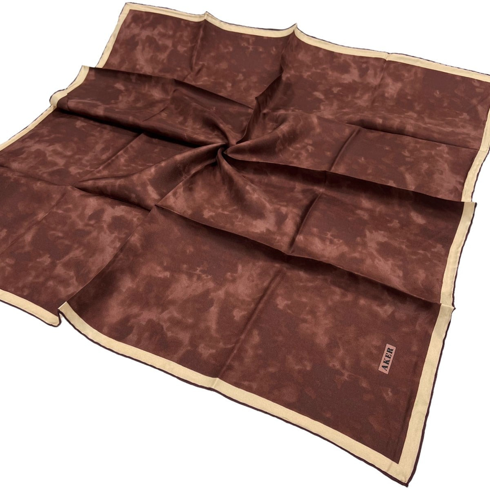 Aker İpek Eşarp Twill - Batik Desen - Koyu Bakır 992