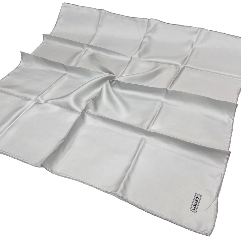 Armanda Düz İpek Eşarp Twill - Gümüş