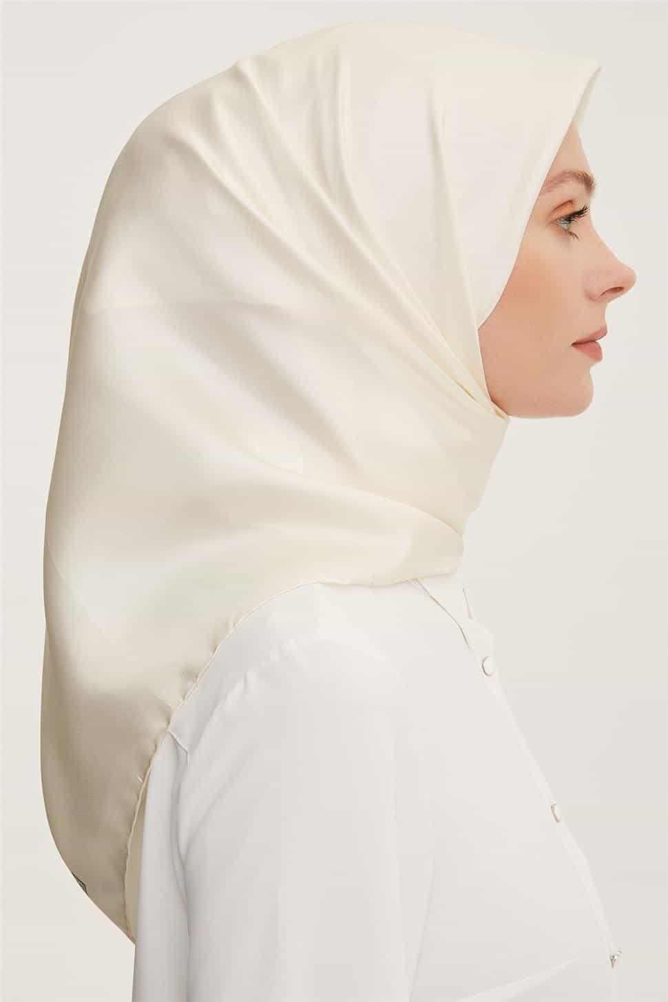 Armine Düz İpek Eşarp - 67 Ekru Twill