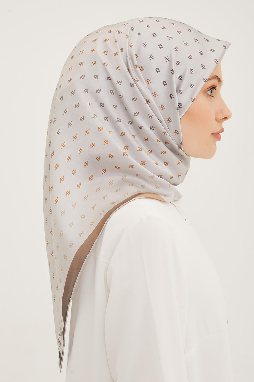 Armine İpek Eşarp 2023 Yaz 8936-19 Açık Taş Twill