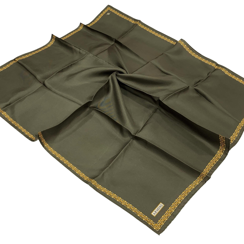 Armine İpek Eşarp 2025 Kış - 9260-84 Yeşil Sarı Twill