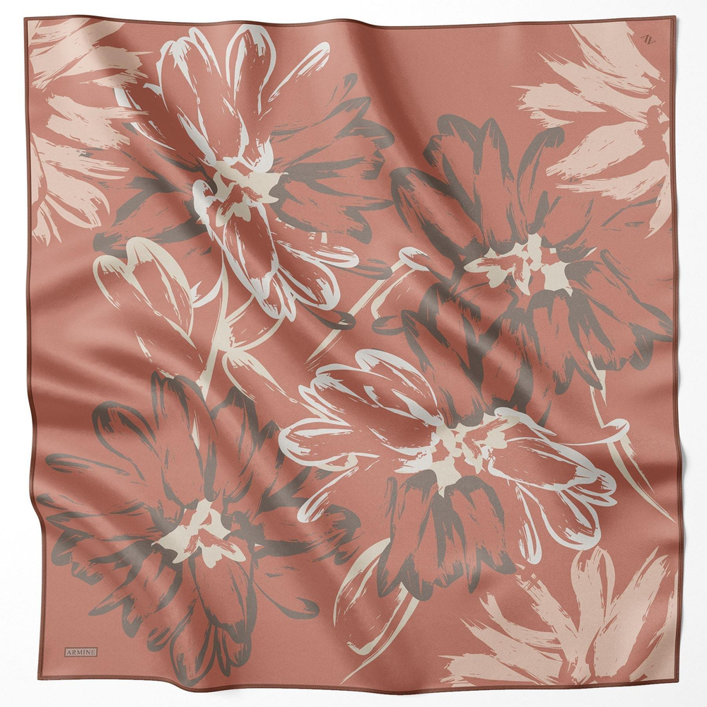 Armine İpek Eşarp 2025 Yaz - 9322-55 Taba Twill