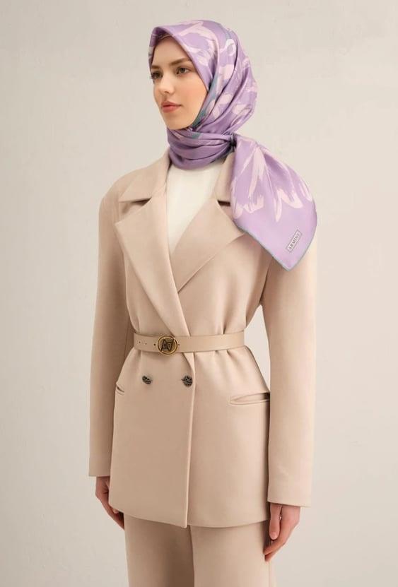 Armine İpek Eşarp 2025 Yaz - 9322-57 Lila Twill