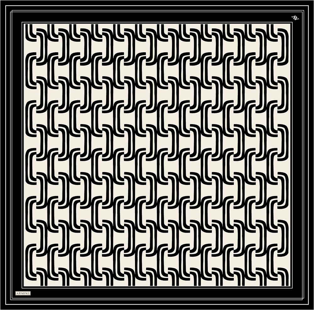 Armine İpek Eşarp 2025 Yaz - 9343-09 Siyah Krem Twill