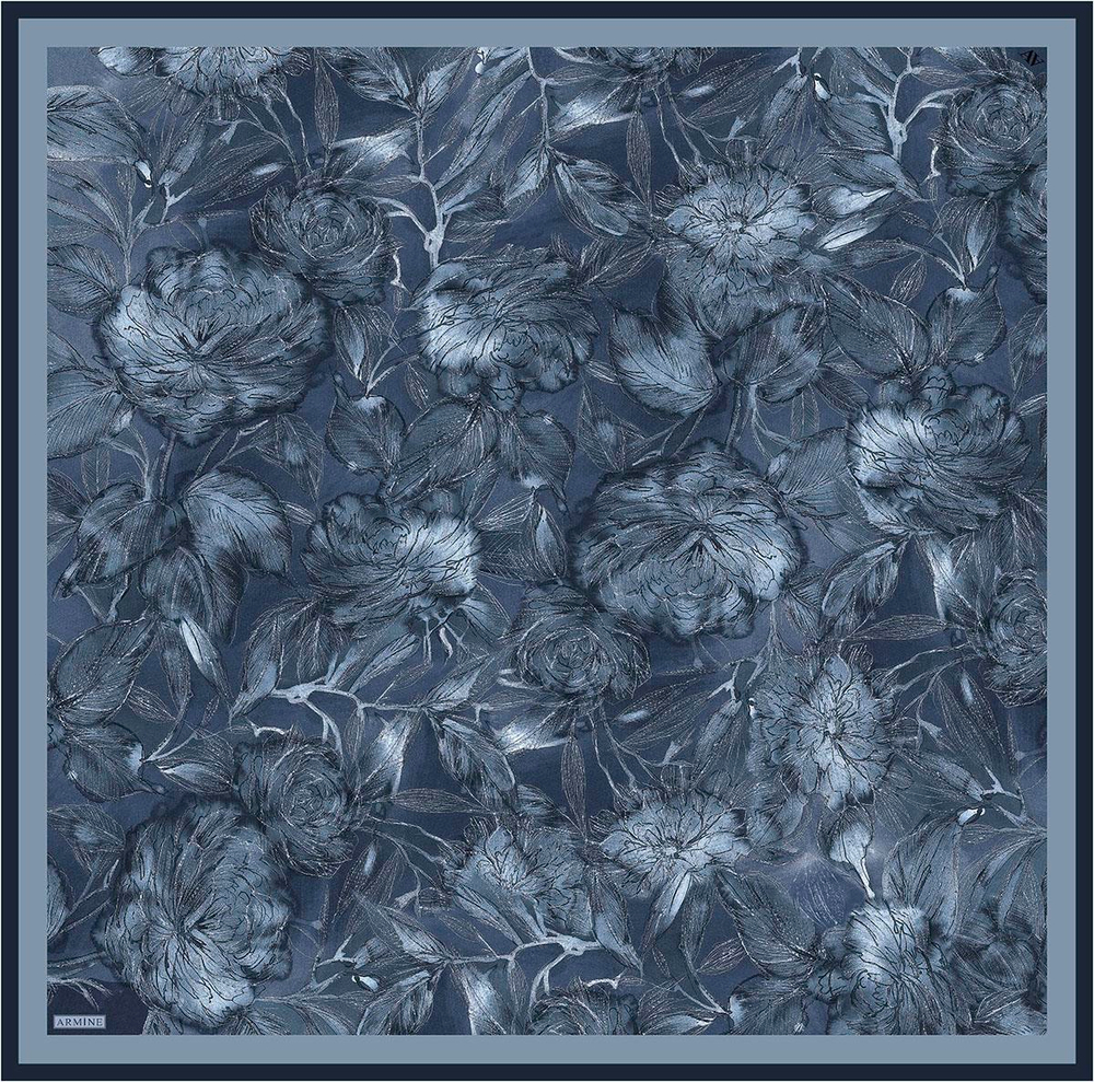 Armine İpek Eşarp 2026 Kış - 9409-34 İndigo Twill