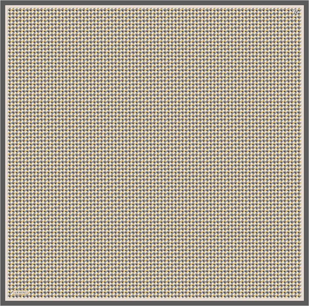 Armine İpek Eşarp 2026 Kış - 9417-31 Gri Füme Sarı Twill