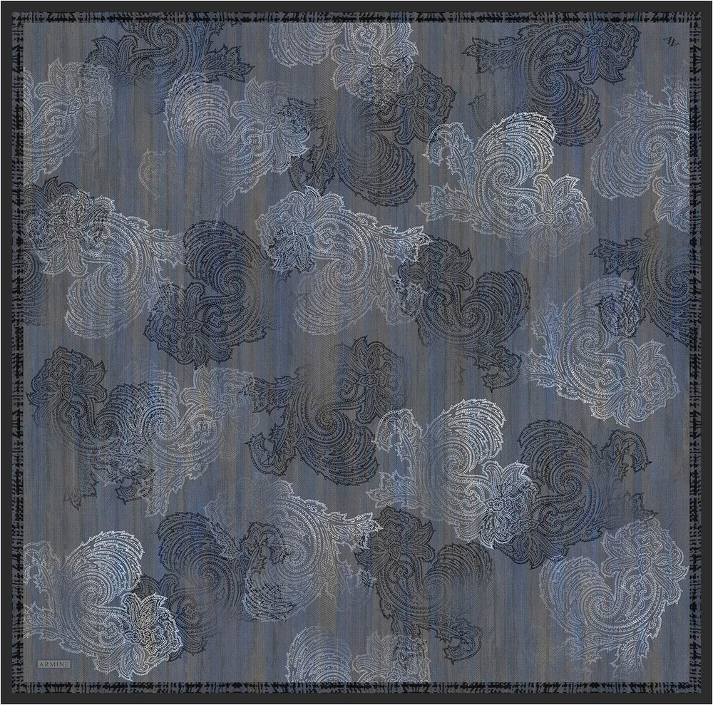 Armine İpek Eşarp 2026 Kış - 9428-02 Gri Mavi Twill