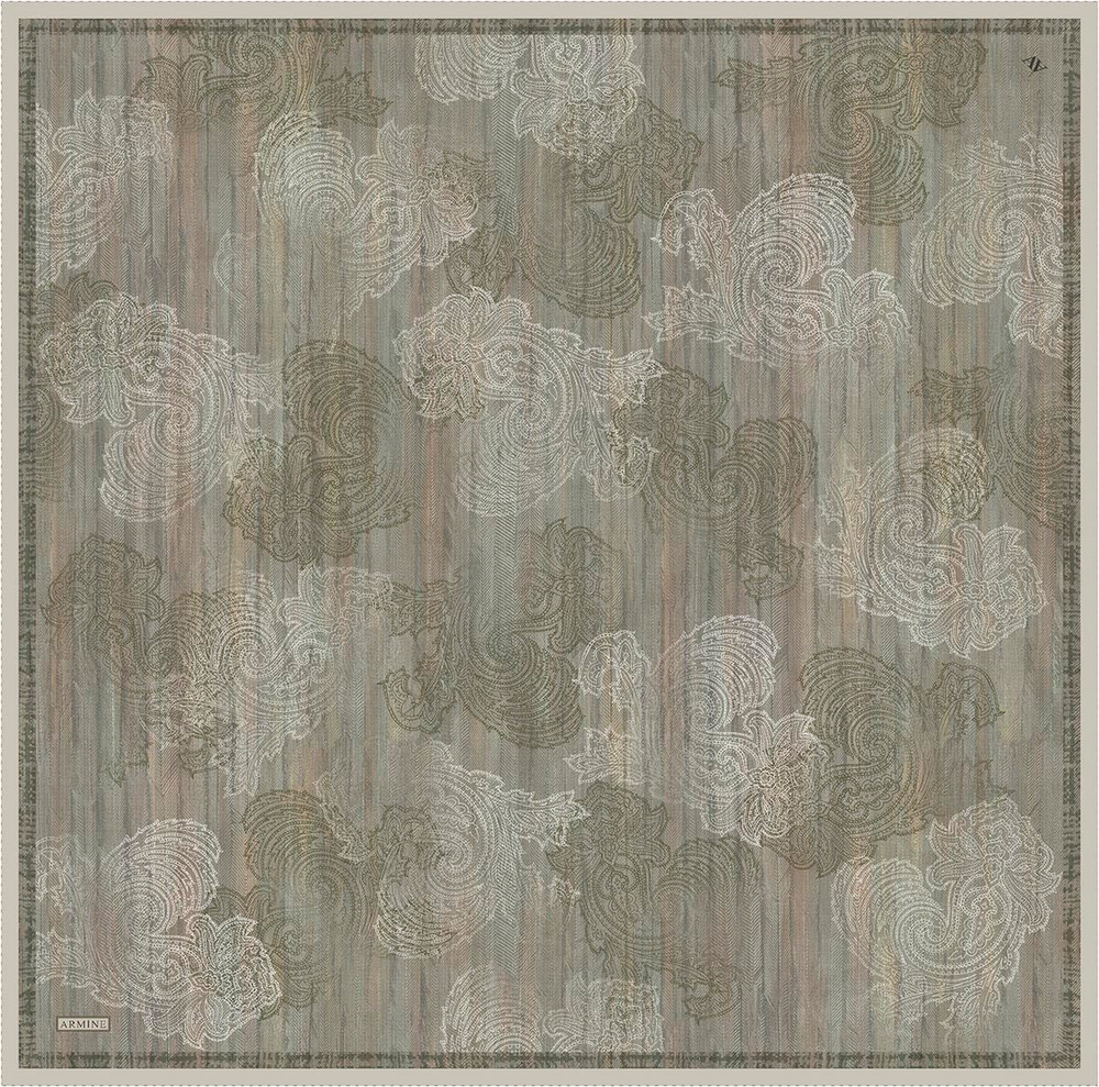 Armine İpek Eşarp 2026 Kış - 9428-32 Yağ Yeşili Twill