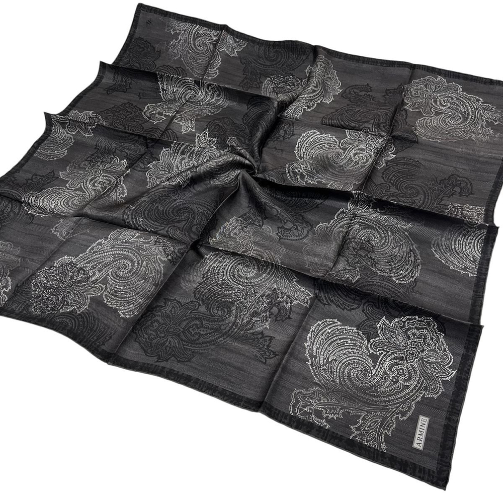 Armine İpek Eşarp Nostalji - 9428-52 Füme Siyah Twill