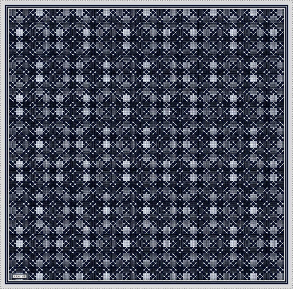 Armine İpek Eşarp 2026 Kış - 9440-53 Lacivert Gri Twill