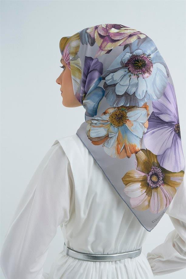 Armine İpek Eşarp 2026 Yaz - 9503-04 Gümüş Sura