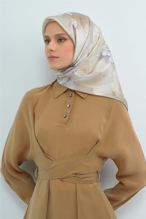 Armine İpek Eşarp 2026 Yaz - 9505-84 Taş Gri Sura