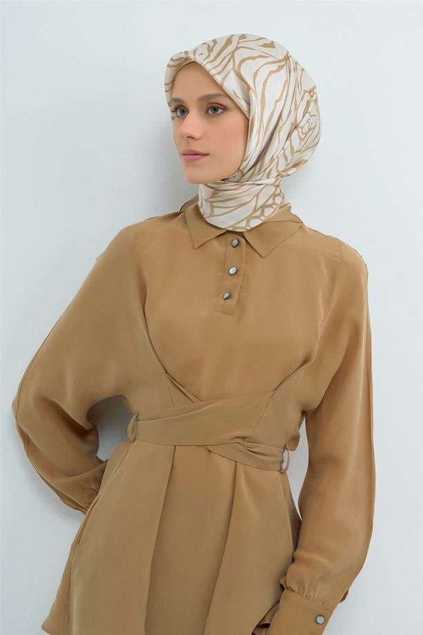 Armine İpek Eşarp 2026 Yaz - 9511-02 Ekru Bej Twill