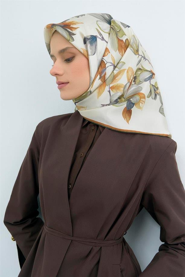 Armine İpek Eşarp 2026 Yaz - 9524-84 Ekru Twill