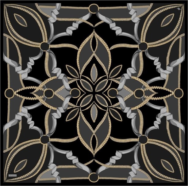 Armine İpek Eşarp 2026 Yaz - 9531-84 Siyah Gold Twill 