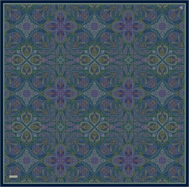 Armine İpek Eşarp 2026 Yaz - 9540-80 Yeşil Mor Twill