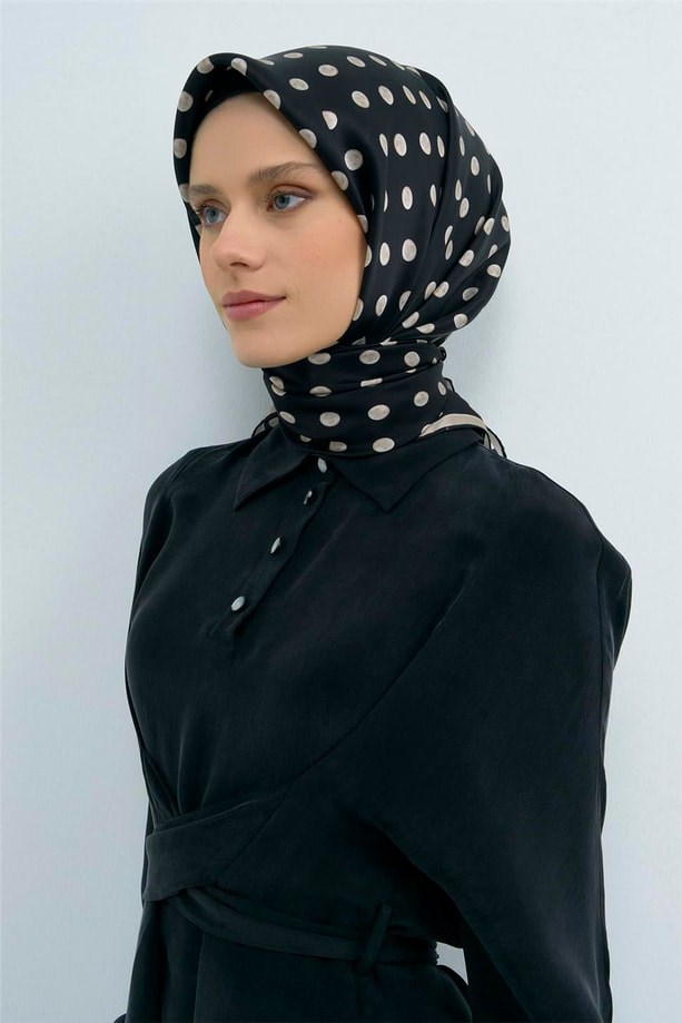 Armine İpek Eşarp 2026 Yaz - 9544-01 Siyah Twill