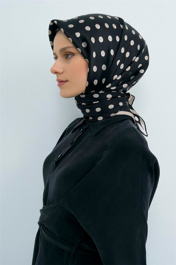 Armine İpek Eşarp 2026 Yaz - 9544-01 Siyah Twill