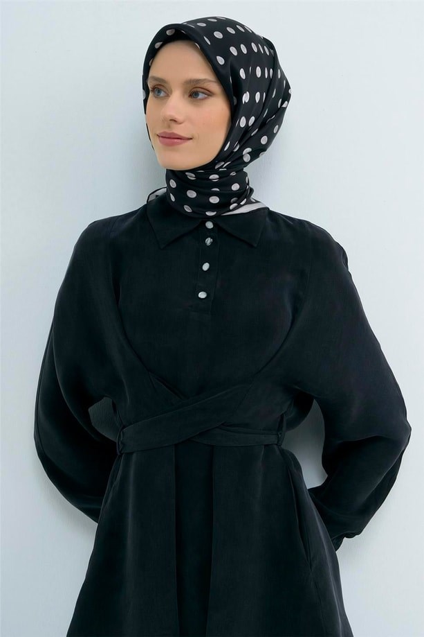 Armine İpek Eşarp 2026 Yaz - 9544-50 Siyah Taş Twill