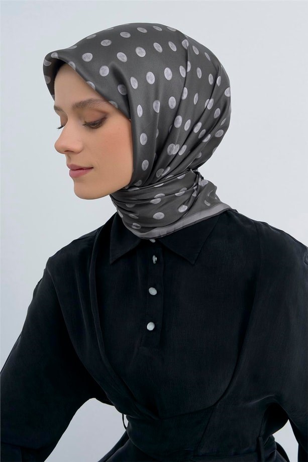 Armine İpek Eşarp 2026 Yaz - 9544-52 Füme Twill
