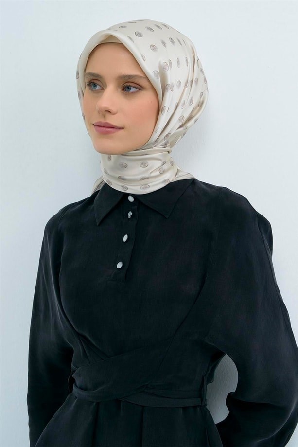 Armine İpek Eşarp 2026 Yaz - 9544-85 Ekru Twill