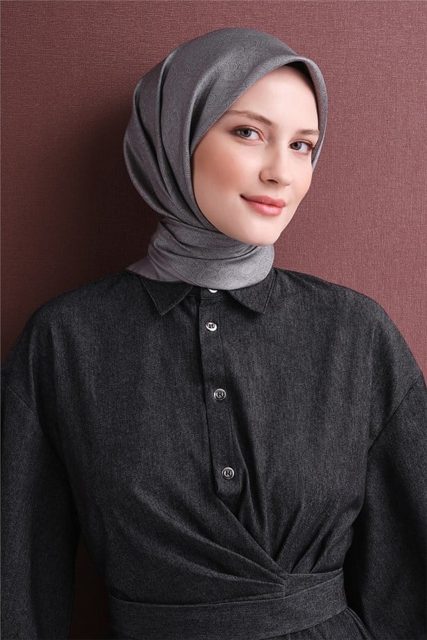 Armine İpek Eşarp 2027 Kış - 9601-51 Gri Twill