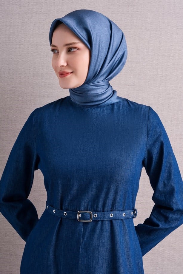 Armine İpek Eşarp 2027 Kış - 9601-81 Mavi Twill