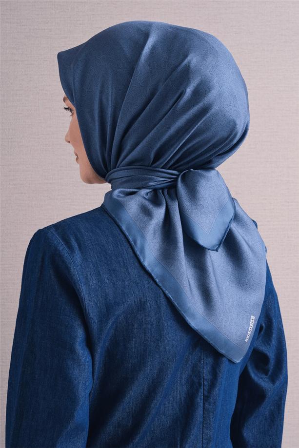 Armine İpek Eşarp 2027 Kış - 9601-81 Mavi Twill