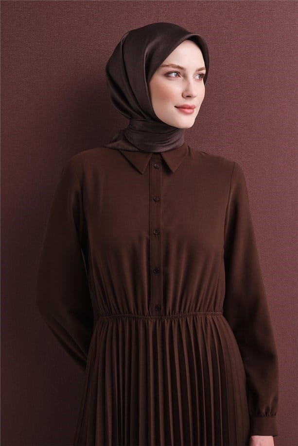 Armine İpek Eşarp 2027 Kış - 9601-86 Kahverengi Twill