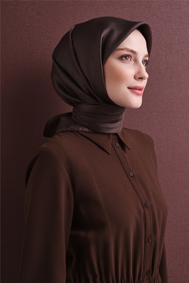 Armine İpek Eşarp 2027 Kış - 9601-86 Kahverengi Twill