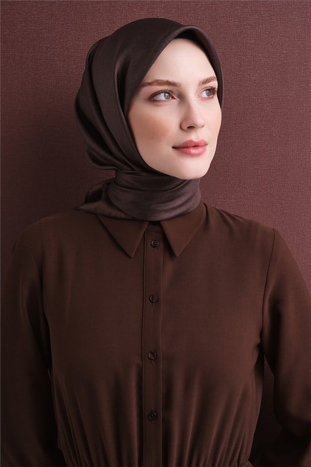Armine İpek Eşarp 2027 Kış - 9601-86 Kahverengi Twill
