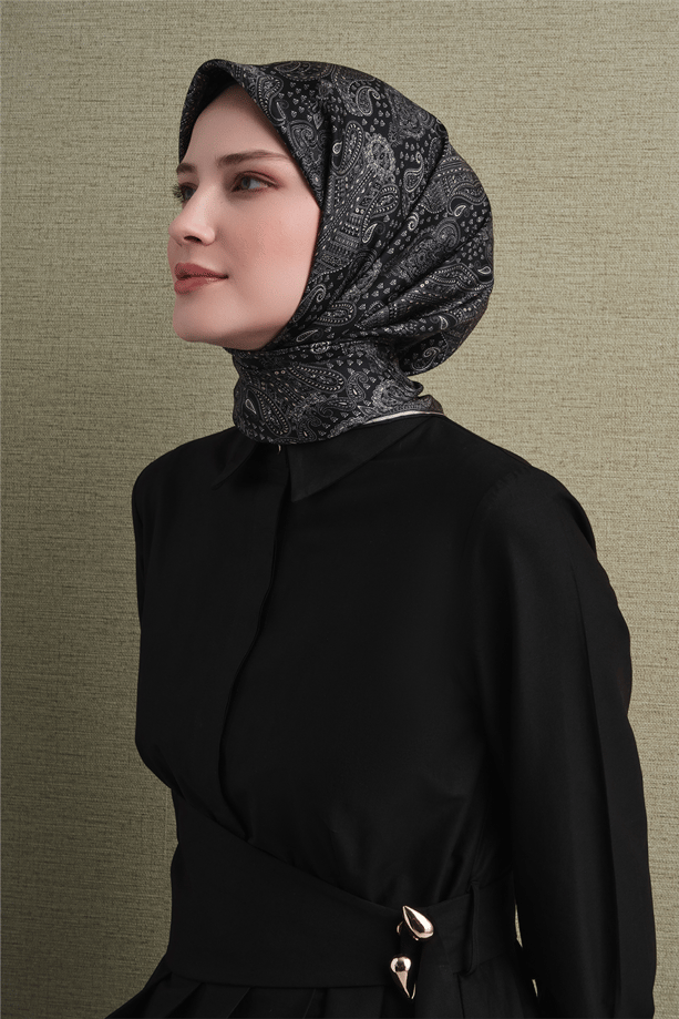 Armine İpek Eşarp 2027 Kış - 9631-83 Siyah Sura