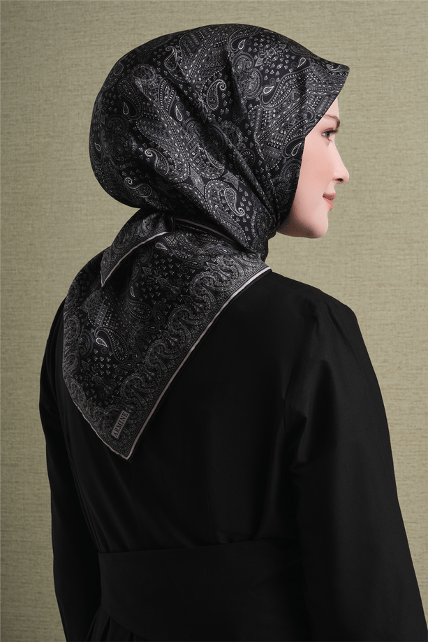 Armine İpek Eşarp 2027 Kış - 9631-83 Siyah Sura